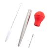 1 Set Stainless Home Kitchen Pork Meat Beef Fish Turkey Baster Kits Bbq Kit Meat Seasoning Pump Barbecue Pump Needle Tools Drip Oil Seasoning Tube Small Tools Red view 1