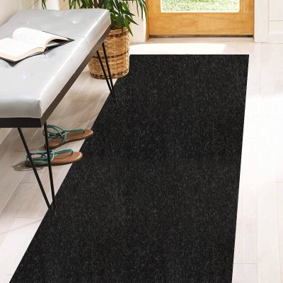 2' x 27' Runner Rugs with Rubber Backing, Indoor Outdoor Utility Carpet Runner Rugs, Black, Can Be Used as Aisle for The RV and Boat, Laundry Room and Balcony