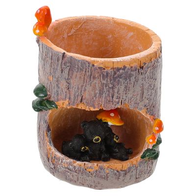 Large Outdoor Planters Kitchen Helper Cute Black Bear Flower Sedum Succulent Pot Planter Bonsai Trough Box Plant Bed Office Pot Decor Artificial Outdoor Plants