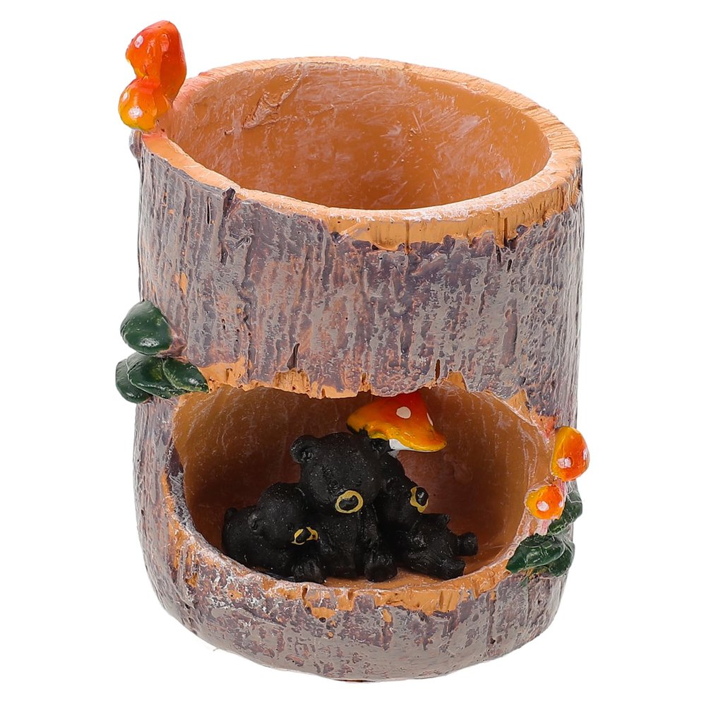 Large Outdoor Planters Kitchen Helper Cute Black Bear Flower Sedum Succulent Pot Planter Bonsai Trough Box Plant Bed Office Pot Decor Artificial Outdoor Plants