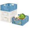 2 Blue 2 white Plastic Storage Basket Folding Storage Boxe Crate Drawer Organizer Stackable Shelf Basket Collapsible Closet Container Food Fruit Bottle Book Organiser for Home Office Kitchen Basket view 1