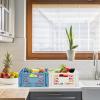2 Blue 2 white Plastic Storage Basket Folding Storage Boxe Crate Drawer Organizer Stackable Shelf Basket Collapsible Closet Container Food Fruit Bottle Book Organiser for Home Office Kitchen Basket view 4