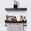 Spice Rack, Kitchen Floating Shelf No Drill Seasoning Organizer Hanging Spice Rack With Adhesive Black,Black-40.5cm view 1