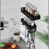 Spice Rack, Kitchen Floating Shelf No Drill Seasoning Organizer Hanging Spice Rack With Adhesive Black,Black-40.5cm view 2