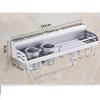 Spice Rack With Hooks, Stainless Steel Spice Rack Organizer Wall Mounted With 5 Hanging Utensil Hooks Kitchen,50CM view 3