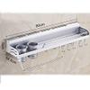 Spice Rack With Hooks, Stainless Steel Spice Rack Organizer Wall Mounted With 5 Hanging Utensil Hooks Kitchen,60CM view 3