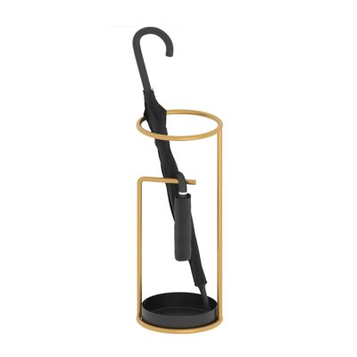 Umbrella Rack Hua Modern Creative Metal Umbrella Stand, Household Entrance Umbrella, Walking Stick Storage Rack, with Drip Tray, 28x28x60cm, Black, Golden (Color : Gold)
