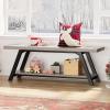 LVB Industrial Entryway Bench, Wood and Metal Storage Bench, Indoor Farmhouse Hallway Accent Entry Bench for Seating Sitting, Shoe Rack Organizer Cabinet in Foyer Bedroom, Light Grey Oak, 47 Inch Long view 4