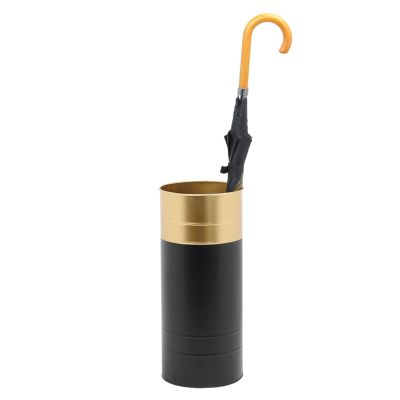 Umbrella Rack Hua Metal Umbrella Stand Black Gold, Umbrella Bucket with Drip Tray, Modern Minimalist Creative Home Entrance Hall Storage Rack, 21x21x47cm