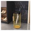 Umbrella Racks Golden Iron Umbrella Stand Holder, Large Capacity Umbrella Basket with Hook and Drip Tray, Multifunctional Household Storage Bucket view 1