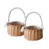 ASSR 2PCS Woven Storage Basket wHandle and Ribbon, Wedding Flower Girl Baskets, Wicker Rattan Flower Basket for Home Garden Decor -A2, Brown, (210219HT04-B-1-2#YQE43) view 1
