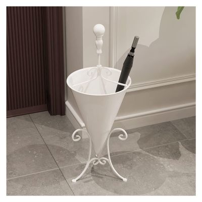 Umbrella Racks Modern Metal Umbrella Stand Holder, Office Hotel Entrance Decorated Storage Barrels Creative Umbrella, Cane Club Storage Rack (Color : White)