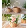 ASSR 2PCS Woven Storage Basket wHandle and Ribbon, Wedding Flower Girl Baskets, Wicker Rattan Flower Basket for Home Garden Decor -A3, Brown, (210219HT04-C-2-3#GPO63) view 2