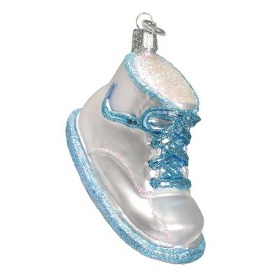 Old World Christmas Ornaments Blue Baby Shoe Glass Blown Ornaments for Christmas Tree