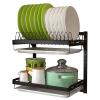 201 Two-story Kitchen Wall-mounted Stainless Steel Dish Rack Drain Rack, with Drain Pan, Perforated, Adjustable Height, 41.226.640.5cm (Size : 3 layers) view 1