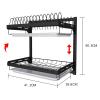 201 Two-story Kitchen Wall-mounted Stainless Steel Dish Rack Drain Rack, with Drain Pan, Perforated, Adjustable Height, 41.226.640.5cm (Size : 3 layers) view 2
