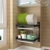 201 Two-story Kitchen Wall-mounted Stainless Steel Dish Rack Drain Rack, with Drain Pan, Perforated, Adjustable Height, 41.226.640.5cm (Size : 3 layers) view 3