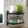 201 Two-story Kitchen Wall-mounted Stainless Steel Dish Rack Drain Rack, with Drain Pan, Perforated, Adjustable Height, 41.226.640.5cm (Size : 3 layers) view 4