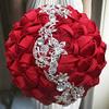 1pc/lot Red Holding Flowers With Pearl For Wedding Party Silk ribbon bouquet bridesmaid bouquet artificial flowers Valentine's Day confession party church (Color : R3, Size : 18CM) view 2