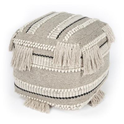 Butler Realisa Fabric Wooven Pouffe in Gray