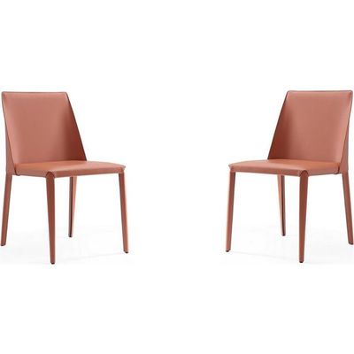 Manhattan Comfort Paris Clay Saddle Leather Dining Chair (Set of 4), Clay