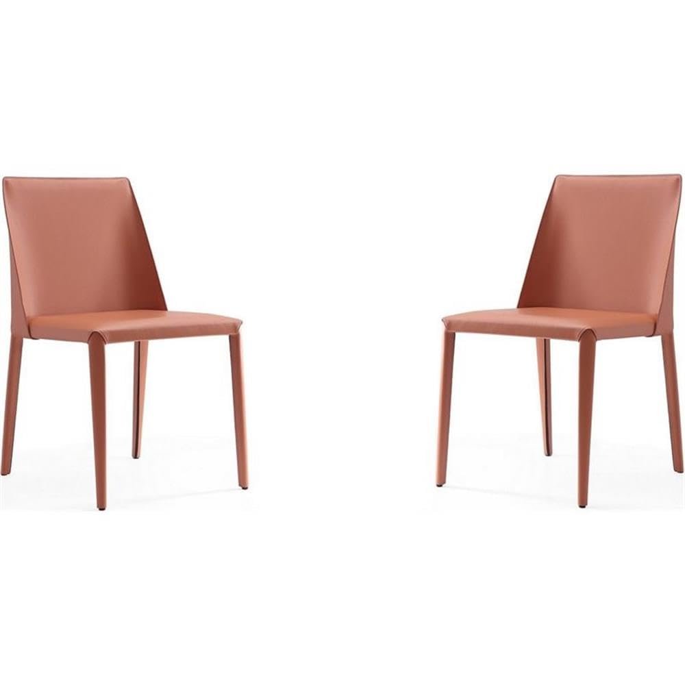 Manhattan Comfort Paris Clay Saddle Leather Dining Chair (Set of 4), Clay