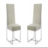 Manhattan Comfort Element Modern Velvet Dining Chairs, High Density Foam, Chrome Finish Stainless Steel Frame, High-Back, Fully Assembled Industrial Chic Accent Furniture, Set of 2, Champagne view 1