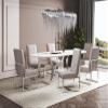 Manhattan Comfort Element Modern Velvet Dining Chairs, High Density Foam, Chrome Finish Stainless Steel Frame, High-Back, Fully Assembled Industrial Chic Accent Furniture, Set of 2, Champagne view 2