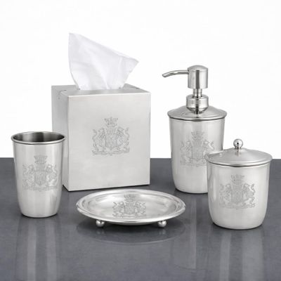 Decozen Bathroom Accessories - 5Pcs Bath Accessories for Home Decor Soap Dispenser, Lotion Dispenser, Soap Dish, Cotton Jar Tissue Box for Bath Decor Countertop Organizer - Christmas Decorations