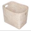 La Jolla Rattan Oblong Storage Basket White Wash Large view 1