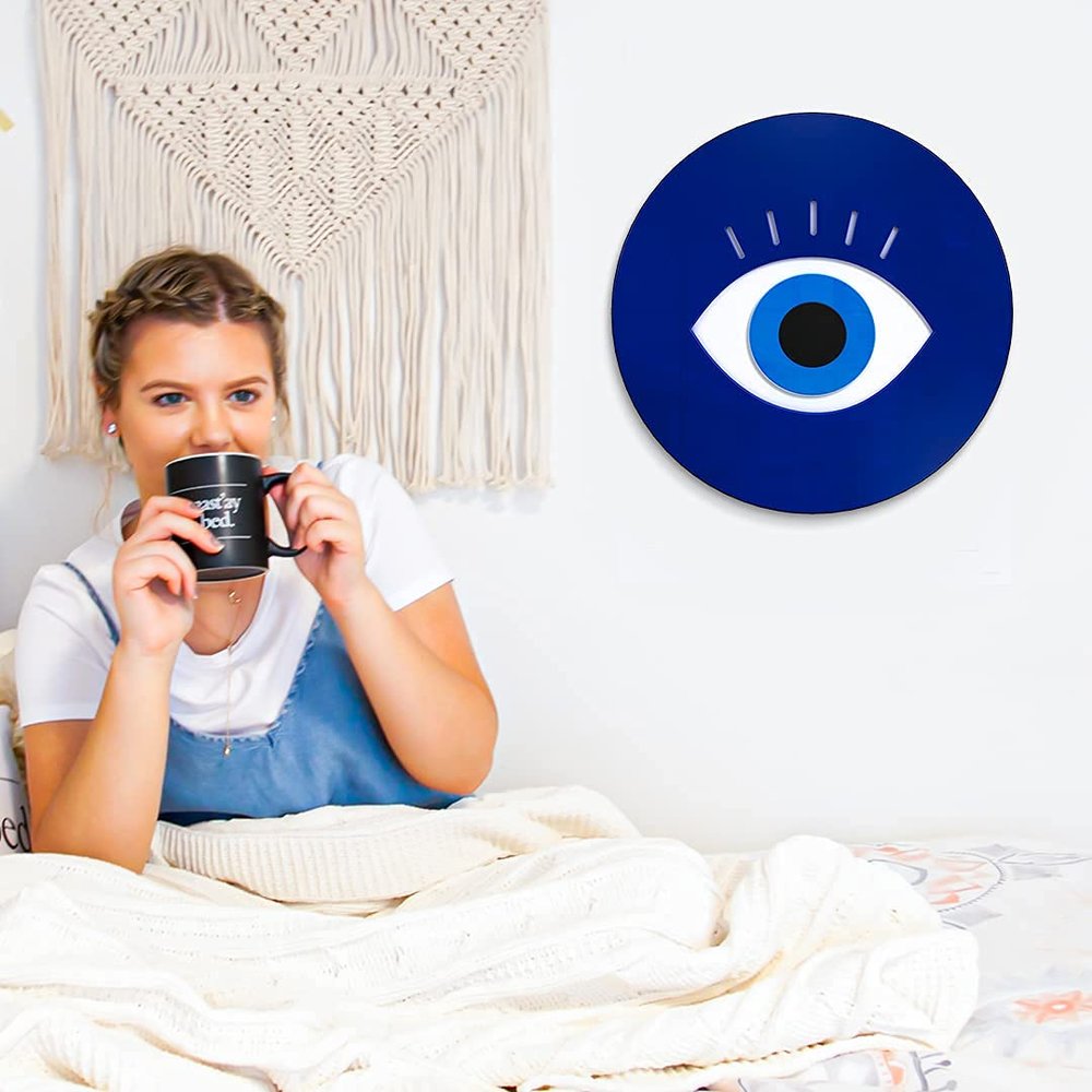 4ArtWorks - Evil Eye Wall Art - Ready to Hang Acrylic Wall Decorations for Bedrooms, Home Blessing, Good Luck and Protection Charm, Evil Eye Amulet, Dorms, Living Rooms & More - Hand Assembled & Made in The USA - Modern Home Decor