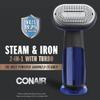 Conair 2-in-1 Handheld Steamer and Iron for Clothes, Turbo ExtremeSteam 1875W Garment Steamer and Clothing Iron,Black / Blue view 2