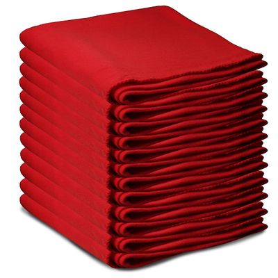12 Pack of Bulk Soft Fleece Blankets 50 X 60, Light Weight, Cozy Warm Throw Blanket Sofa Travel Outdoor, Wholesale (50 X 60, 12 Pack Red)