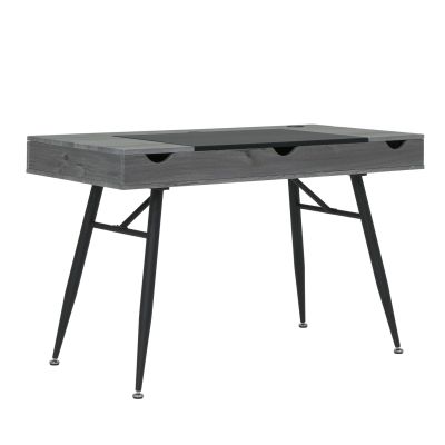 Calico Designs Nook Modern Office Laptop Writing Desk- 47.25 Wide Home Workstation Space-Saving with Storage Compartments, Greywash