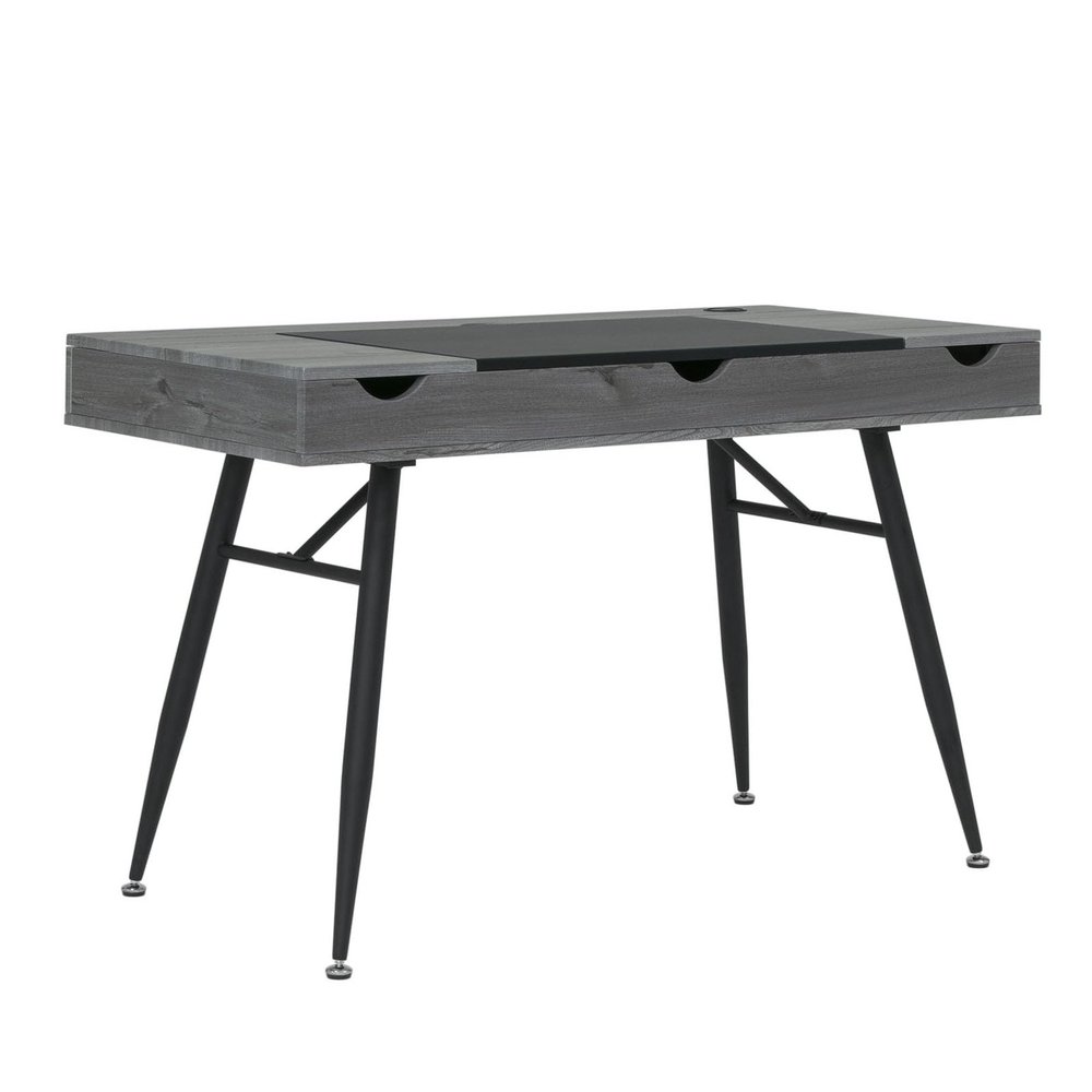 Calico Designs Nook Modern Office Laptop Writing Desk- 47.25 Wide Home Workstation Space-Saving with Storage Compartments, Greywash