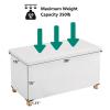 30 Inches Folding Storage Ottoman Bench, Velvet Storage Chest, Footrest Couch with Wooden Legs, Support 350lbs for Bedroom, Living Room, Hallway, White view 3