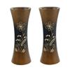 AeraVida Set of 2 Stylish Black and Brown Stain Handcarved 8-inch Flower Vase | Bali Inspired Farmhouse Home Dcor view 1