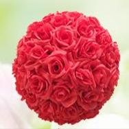 Artificial and Dried Flower 10"(25cm) Silk Kissing Artificial Rose Flowers Ball for Wedding Tea Party Decoration Christmas Decoration Supplies - ( Color: Red )
