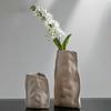 Ceramic Joe Handmade Irregular Art Ceramic Vase Living Room Dining Room Indoor Flower Arrangement Crafts Creative Table Decoration (Khaki,Small-5.5in) view 3