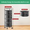 JAQ No Assembly Integrated Vegetable Storage Rack, 4-Tier Rotating Fruit Basket with Wheels, Solid Carbon Steel Kitchen Storage Cart for Potato Onion Produce, Fruteros para Cocina, Black view 2