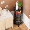 JAQ No Assembly Integrated Vegetable Storage Rack, 4-Tier Rotating Fruit Basket with Wheels, Solid Carbon Steel Kitchen Storage Cart for Potato Onion Produce, Fruteros para Cocina, Black view 3