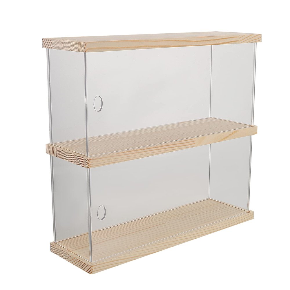 VOSAREA 1pc Acrylic Display Rack Base for Handicrafts and Collectibles Two Doll Storage Shelf Transparent Showcase Figures and Toys