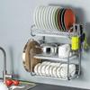 3-layer Stainless Steel Wall-mounted Dish Rack Drain Rack, Storage Box for Kitchen Storage, with Knife and Chopstick Holder/cutting Board Rack, 502445cm (Size : 3 layers) view 3