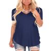 Andongnywell Women's Casual Solid Color T-Shirts Short Sleeve V Neck Loose Summer Casual Tunic Tops Blouse (Dark Blue,3X-Large,,,) view 1