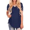 Andongnywell Women's Casual Solid Color T-Shirts Short Sleeve V Neck Loose Summer Casual Tunic Tops Blouse (Dark Blue,3X-Large,,,) view 2