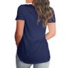 Andongnywell Women's Casual Solid Color T-Shirts Short Sleeve V Neck Loose Summer Casual Tunic Tops Blouse (Dark Blue,3X-Large,,,) view 3