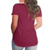 Andongnywell Women's Casual Solid Color T-Shirts Short Sleeve V Neck Loose Summer Casual Tunic Tops Blouse (Wine Red,XX-Large,,,) view 3