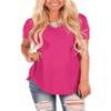 Andongnywell Women's Casual Solid Color T-Shirts Short Sleeve V Neck Loose Summer Casual Tunic Tops Blouse (Rose Red,Large,,,) view 2