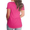 Andongnywell Women's Casual Solid Color T-Shirts Short Sleeve V Neck Loose Summer Casual Tunic Tops Blouse (Rose Red,Large,,,) view 3