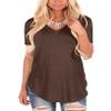Andongnywell Women's Casual Solid color T-Shirts Short Sleeve V Neck Loose Summer Casual Tunic Tops Blouse (Brown,Medium,,,) view 1